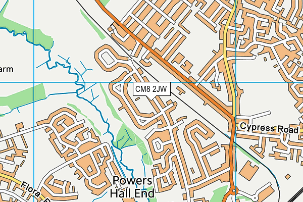 CM8 2JW map - OS VectorMap District (Ordnance Survey)