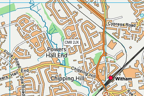 CM8 2JX map - OS VectorMap District (Ordnance Survey)