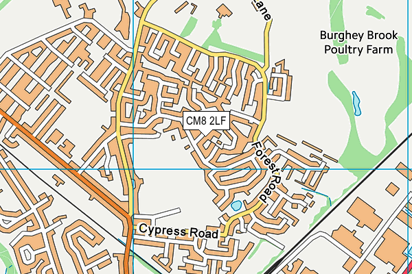 CM8 2LF map - OS VectorMap District (Ordnance Survey)