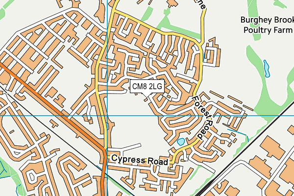 CM8 2LG map - OS VectorMap District (Ordnance Survey)