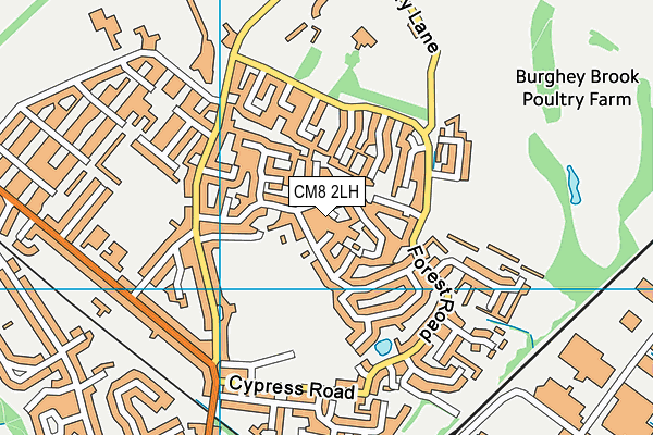 CM8 2LH map - OS VectorMap District (Ordnance Survey)