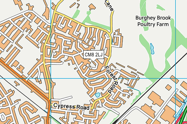 CM8 2LJ map - OS VectorMap District (Ordnance Survey)