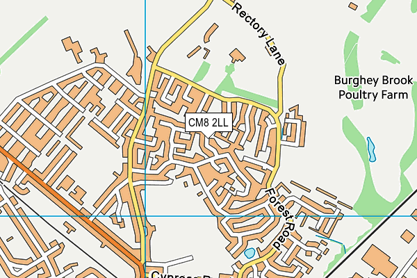 CM8 2LL map - OS VectorMap District (Ordnance Survey)