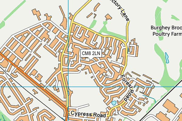 CM8 2LN map - OS VectorMap District (Ordnance Survey)