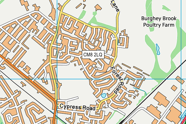 CM8 2LQ map - OS VectorMap District (Ordnance Survey)