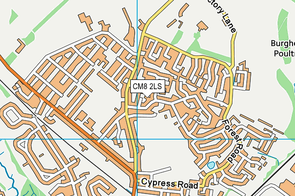 CM8 2LS map - OS VectorMap District (Ordnance Survey)