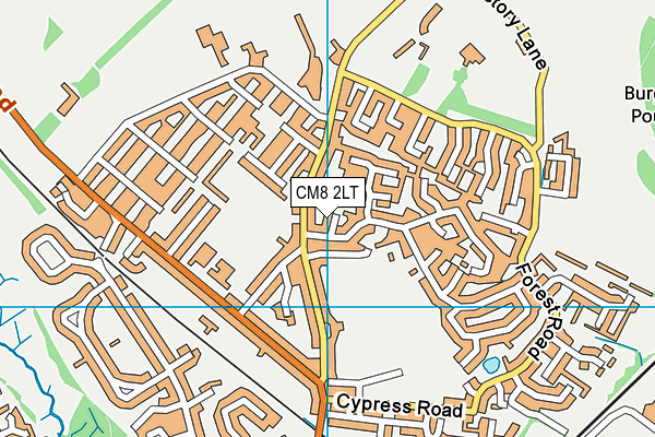 CM8 2LT map - OS VectorMap District (Ordnance Survey)