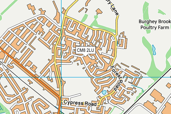 CM8 2LU map - OS VectorMap District (Ordnance Survey)