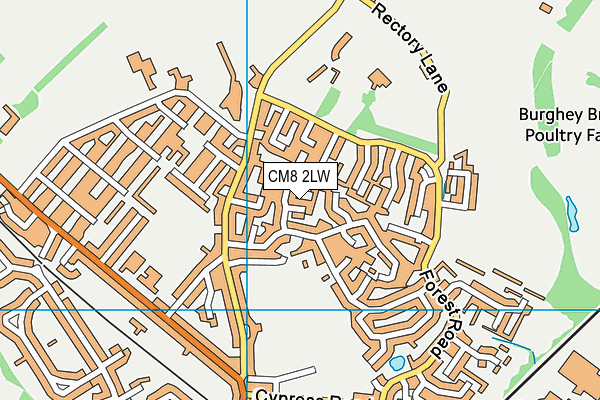 CM8 2LW map - OS VectorMap District (Ordnance Survey)