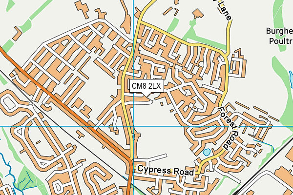 CM8 2LX map - OS VectorMap District (Ordnance Survey)