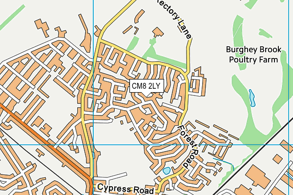 CM8 2LY map - OS VectorMap District (Ordnance Survey)