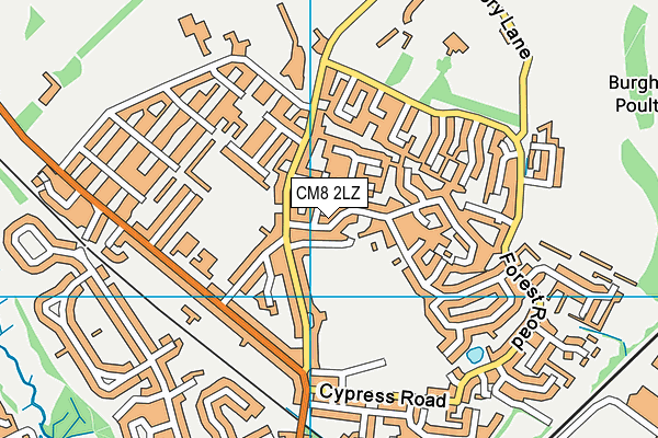 CM8 2LZ map - OS VectorMap District (Ordnance Survey)