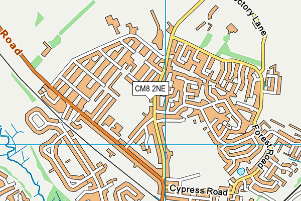 CM8 2NE map - OS VectorMap District (Ordnance Survey)