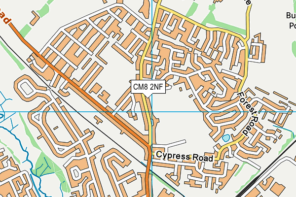 CM8 2NF map - OS VectorMap District (Ordnance Survey)