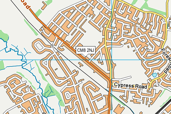 CM8 2NJ map - OS VectorMap District (Ordnance Survey)