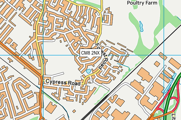 CM8 2NX map - OS VectorMap District (Ordnance Survey)