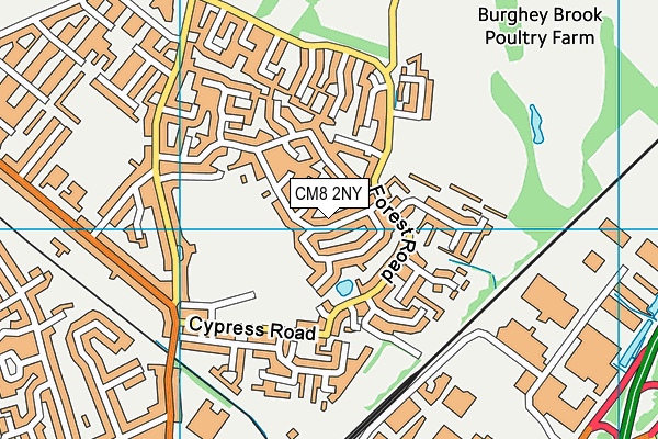 CM8 2NY map - OS VectorMap District (Ordnance Survey)