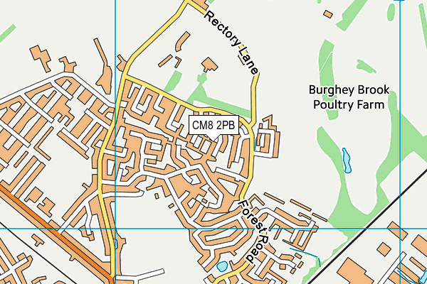 CM8 2PB map - OS VectorMap District (Ordnance Survey)