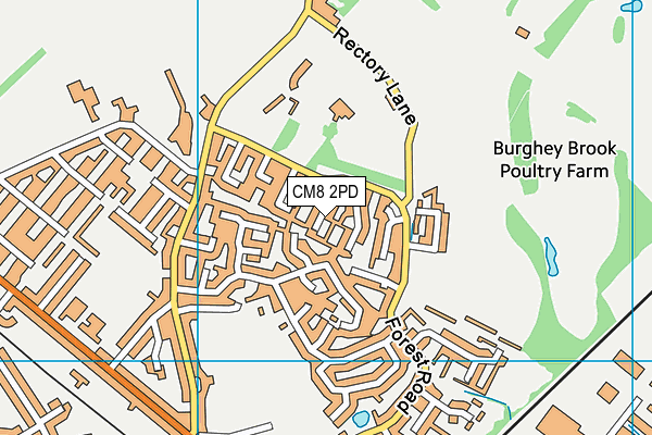 CM8 2PD map - OS VectorMap District (Ordnance Survey)