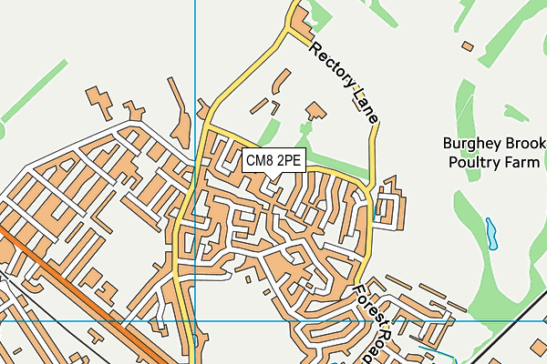 CM8 2PE map - OS VectorMap District (Ordnance Survey)