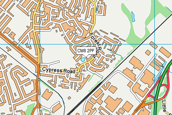 CM8 2PF map - OS VectorMap District (Ordnance Survey)