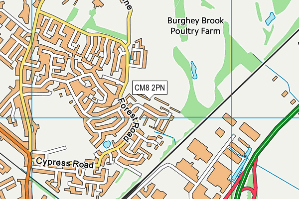 CM8 2PN map - OS VectorMap District (Ordnance Survey)