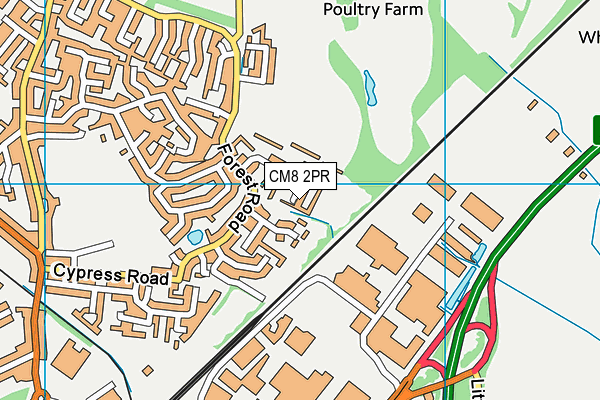 CM8 2PR map - OS VectorMap District (Ordnance Survey)