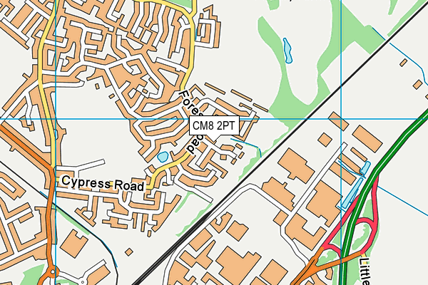 CM8 2PT map - OS VectorMap District (Ordnance Survey)