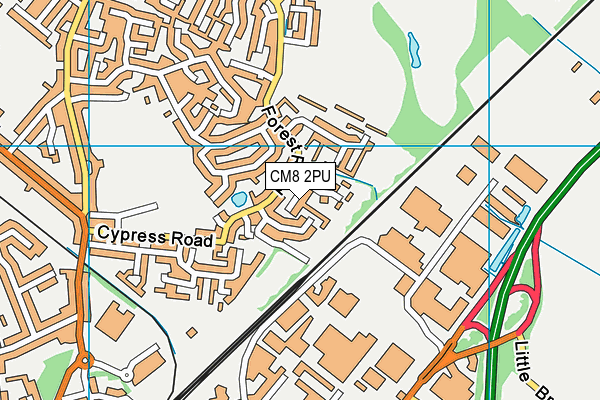 CM8 2PU map - OS VectorMap District (Ordnance Survey)