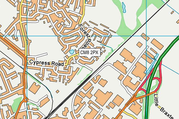 CM8 2PX map - OS VectorMap District (Ordnance Survey)