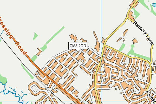 CM8 2QD map - OS VectorMap District (Ordnance Survey)