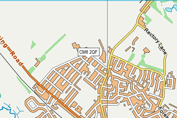 CM8 2QF map - OS VectorMap District (Ordnance Survey)