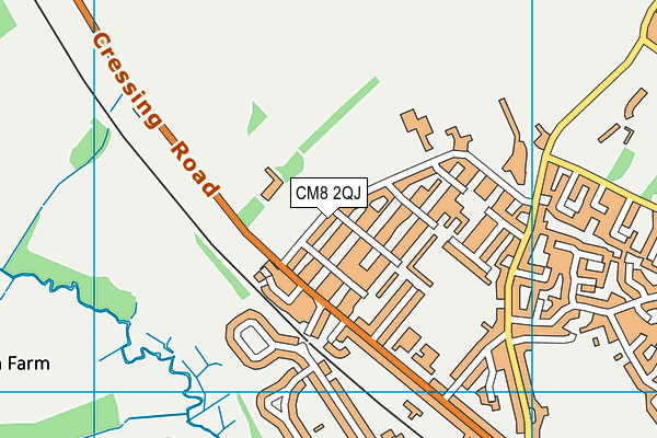 CM8 2QJ map - OS VectorMap District (Ordnance Survey)
