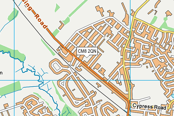 CM8 2QN map - OS VectorMap District (Ordnance Survey)