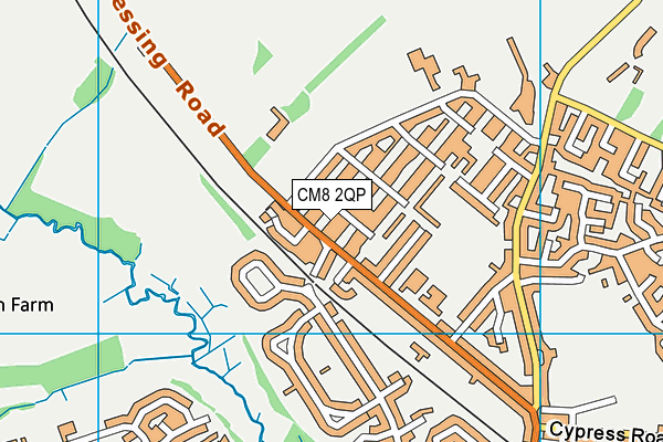 CM8 2QP map - OS VectorMap District (Ordnance Survey)