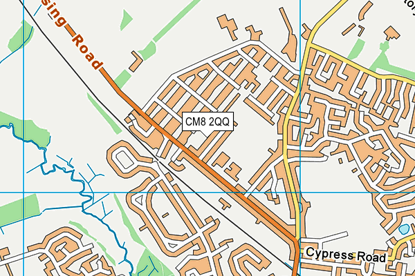 CM8 2QQ map - OS VectorMap District (Ordnance Survey)