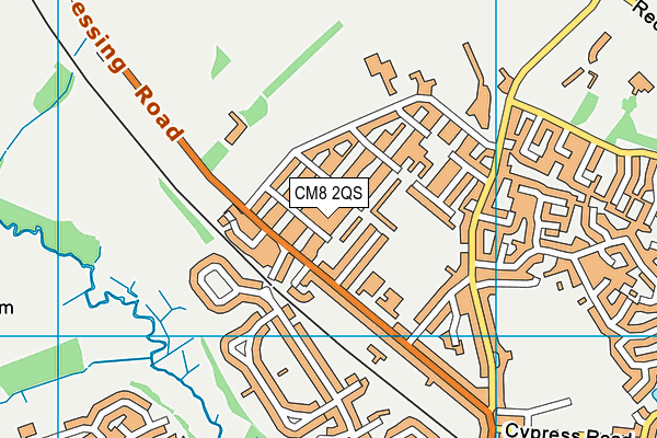 CM8 2QS map - OS VectorMap District (Ordnance Survey)