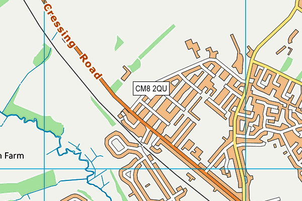 CM8 2QU map - OS VectorMap District (Ordnance Survey)