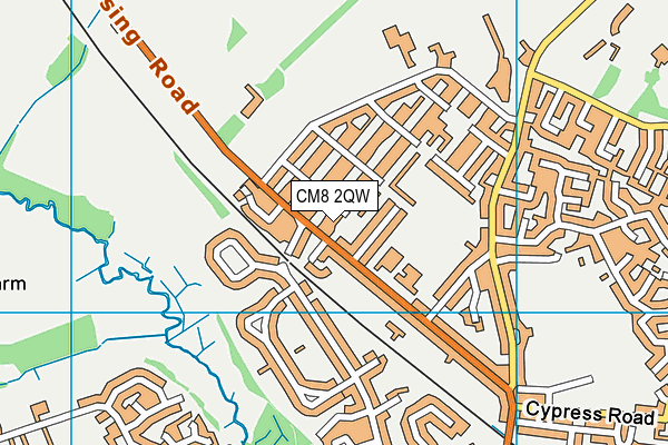 CM8 2QW map - OS VectorMap District (Ordnance Survey)