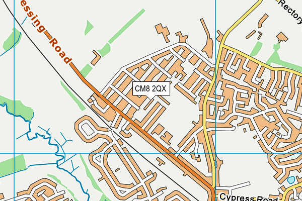 CM8 2QX map - OS VectorMap District (Ordnance Survey)