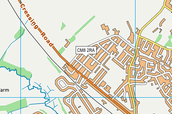 CM8 2RA map - OS VectorMap District (Ordnance Survey)