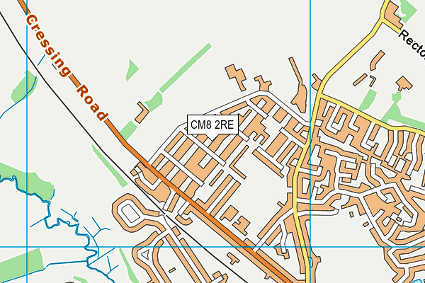 CM8 2RE map - OS VectorMap District (Ordnance Survey)