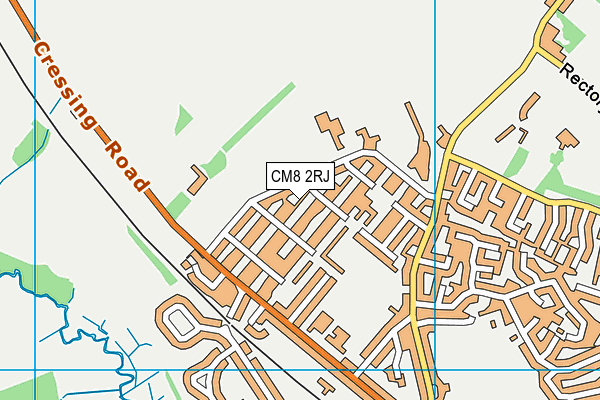 CM8 2RJ map - OS VectorMap District (Ordnance Survey)