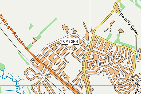 CM8 2RN map - OS VectorMap District (Ordnance Survey)