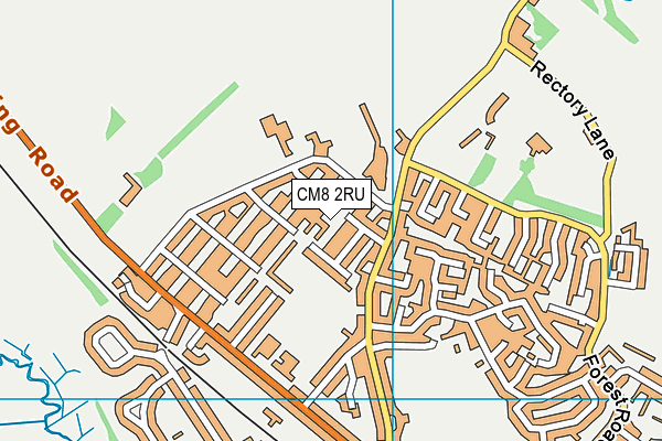 CM8 2RU map - OS VectorMap District (Ordnance Survey)