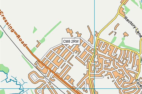 CM8 2RW map - OS VectorMap District (Ordnance Survey)