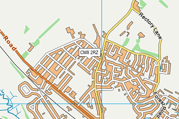CM8 2RZ map - OS VectorMap District (Ordnance Survey)