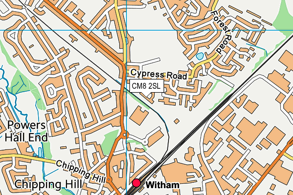 CM8 2SL map - OS VectorMap District (Ordnance Survey)