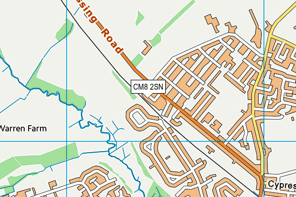 CM8 2SN map - OS VectorMap District (Ordnance Survey)