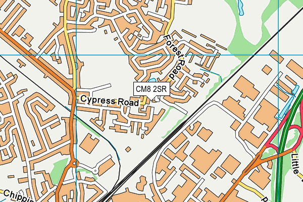 CM8 2SR map - OS VectorMap District (Ordnance Survey)